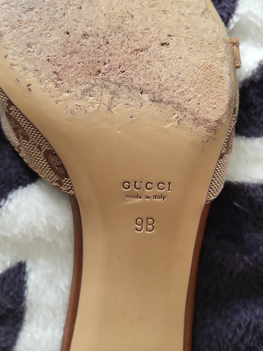 Gucci Brown Monogram Canvas & Leather Slide Mules with Gold Hardware - Picture 14 of 16